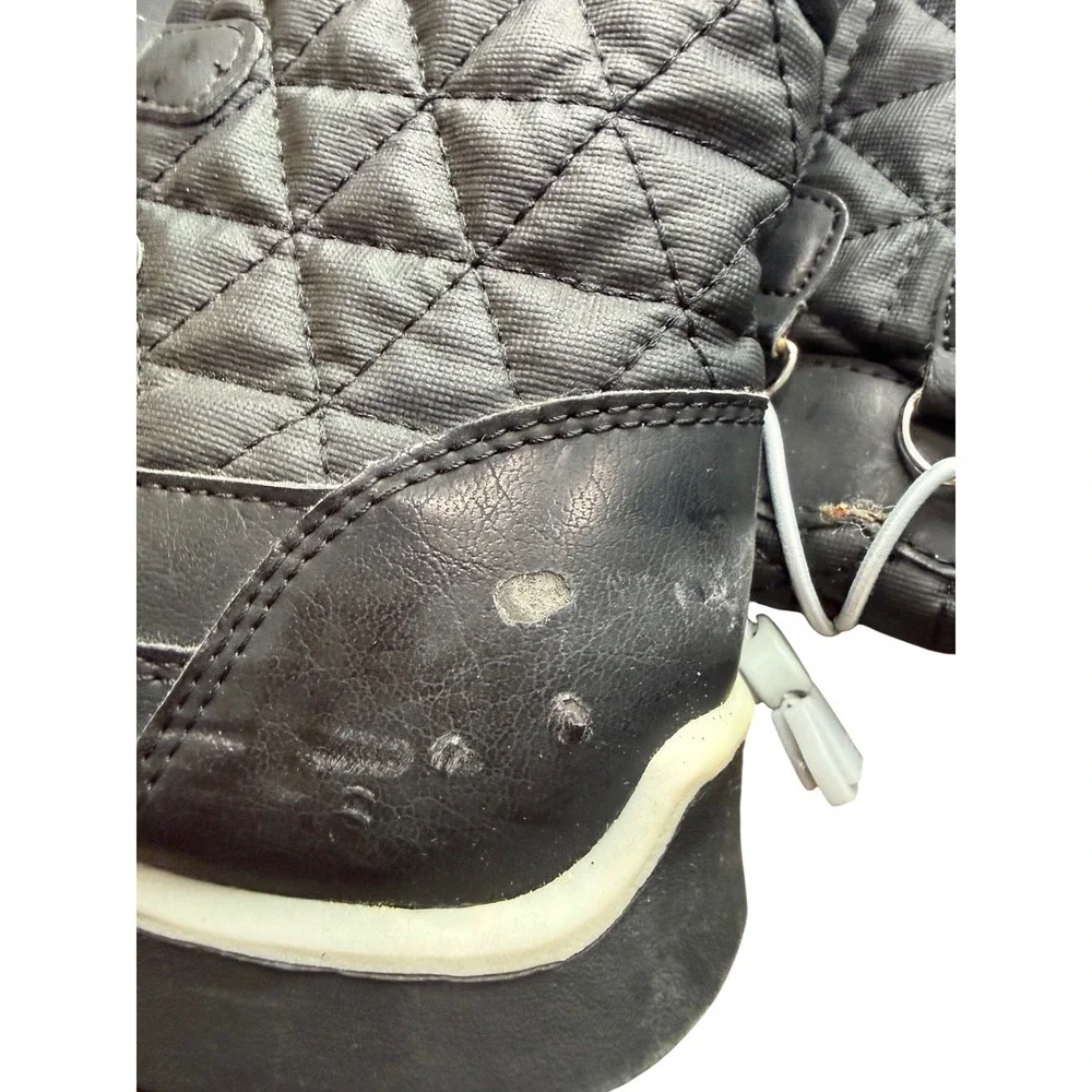Lands' End Girls Black Quilted Faux Fur Snow Boots 3M Fits‎ Women 5 487526